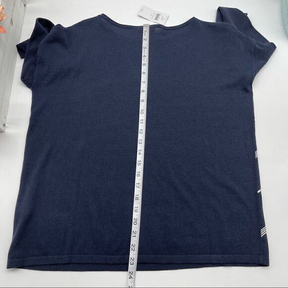 NWT J. Jill Navy/Cream Diagonal Stripe Crew Neck Top Size Small - Picture 8 of 11